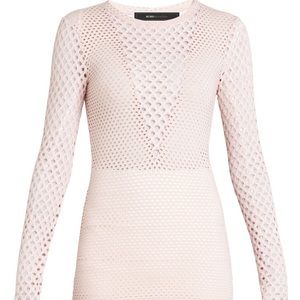 Bcbg Pink Mesh Stretch Long Sleeve Top